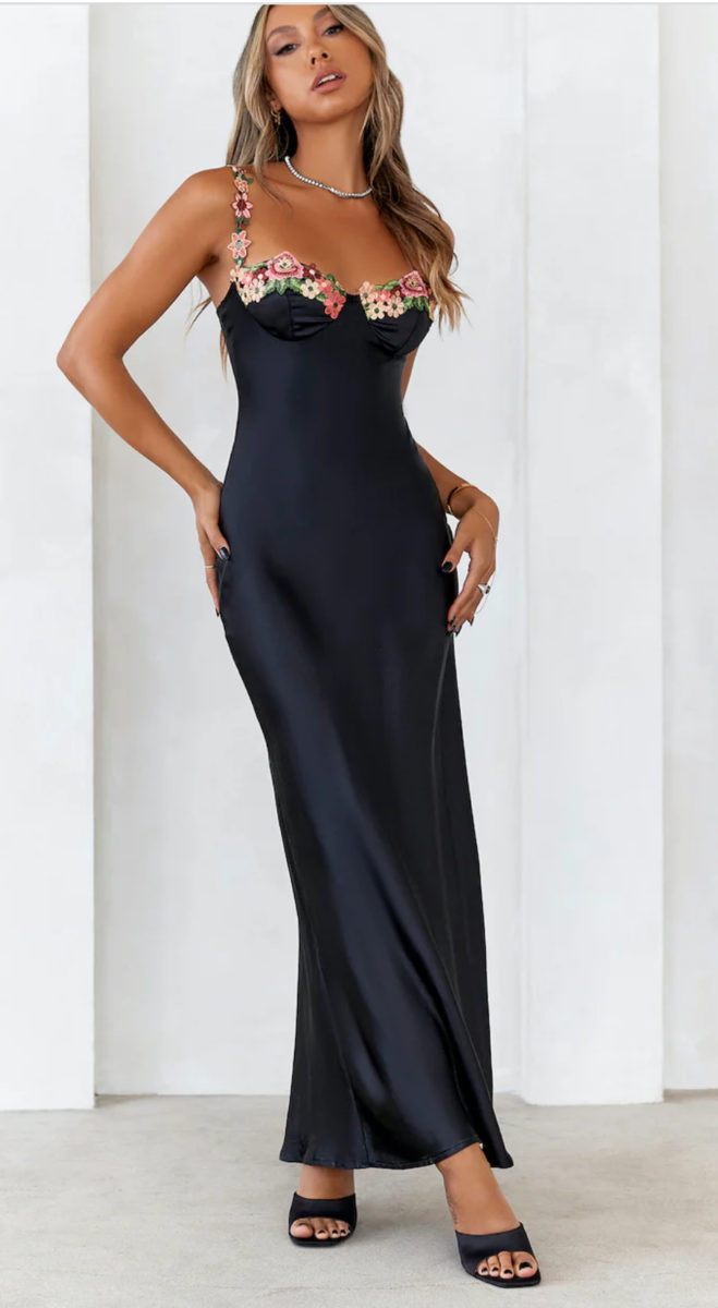Ebony satin long dress $149 black or yellow – ONLY ONE BLACK LEFT IN SIZE 6, still yellow available