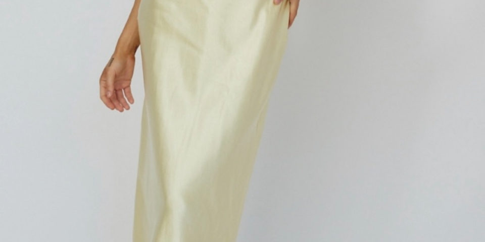 Ebony satin long dress $149 yellow