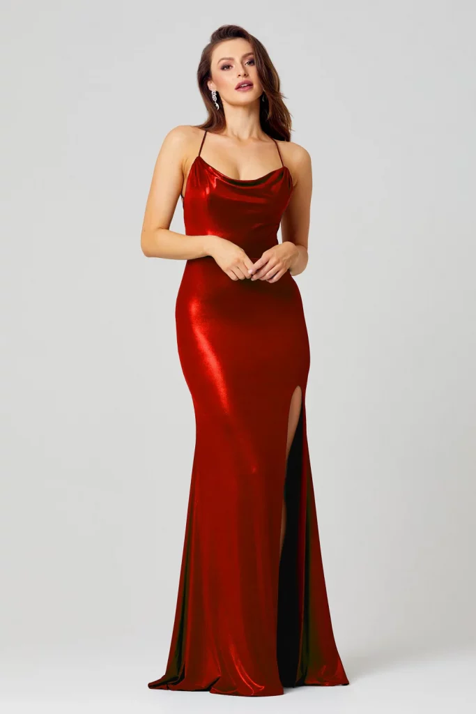 PO858 Piper long metallic dress with cowl neck $370  **BEST SELLER** LOW STOCK